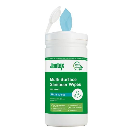Jantex Green Surface Sanitiser Wipes Starter Tub 200mm