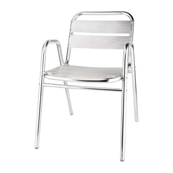 Bolero Aluminium Stacking Chairs Arched Arms