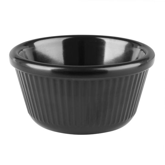 Olympia Kristallon Melamine Fluted Ramekins Black 70mm