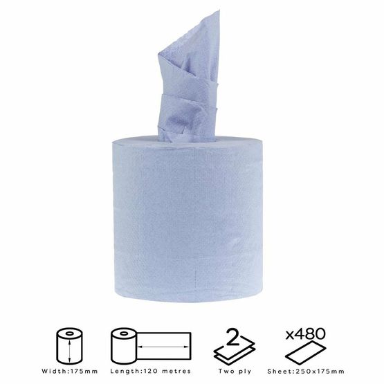Jantex Centrefeed Blue Rolls 2-Ply 120m