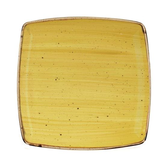 Churchill Stonecast Deep Square Plate Mustard Seed Yellow 260mm