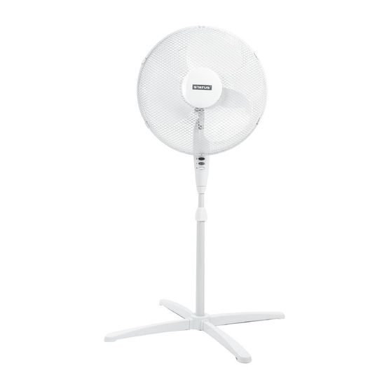 Status 16" Oscillating White Stand Fan